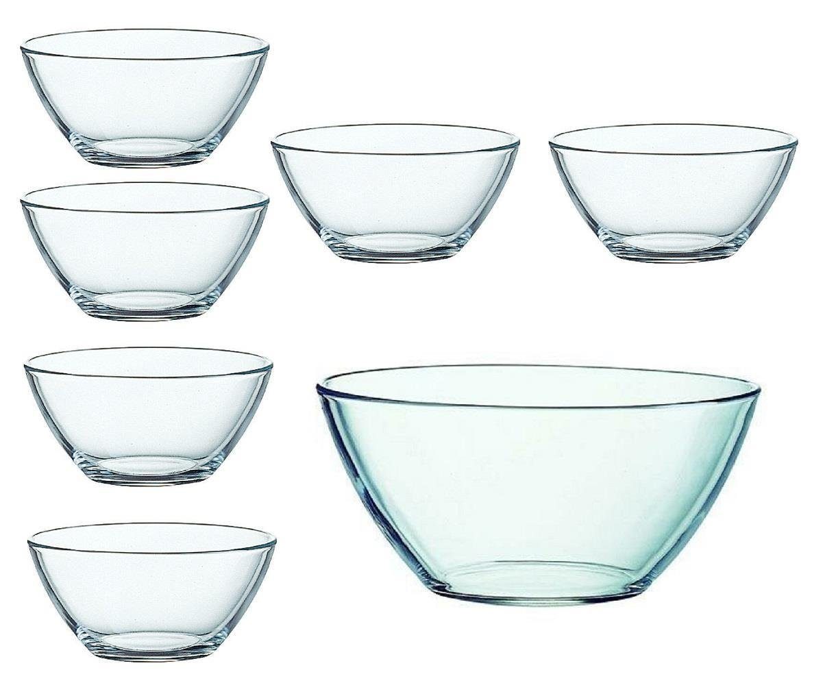 Luminarc Schüssel Luminarc Cosmos Schüssel 28 cm+ Schale 12 cm Set 7 tlg, Glas, (Spar-Set)