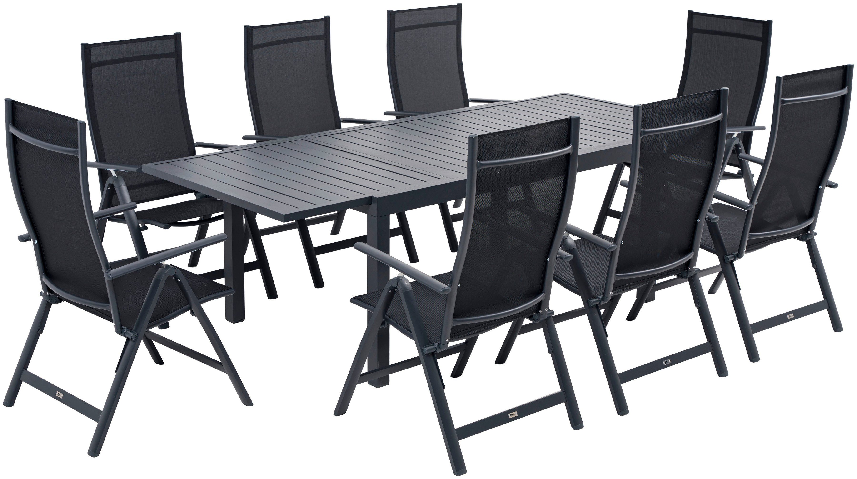 KONIFERA Garten-Essgruppe Palermo, (Set, 9-tlg., 8x Sessel, 1x AZ-Tisch 160 günstig online kaufen