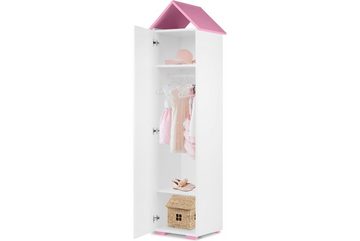 Konsimo Kinderkleiderschrank Kinder-Garderobe zu Kinderzimmer PABIS Kinderkleiderschrank mit Stange und Ablageflächen, ABS-Kanten