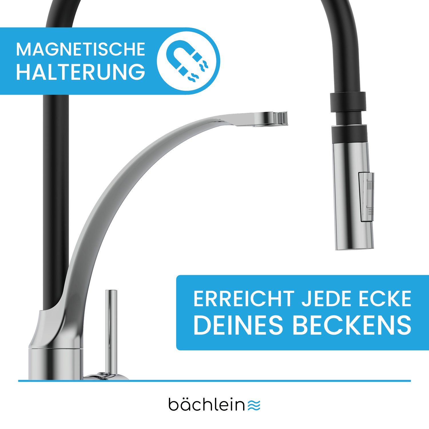 Bächlein Küchenarmatur Assaranco - flexibel Magnet Brause Magnethalterung der