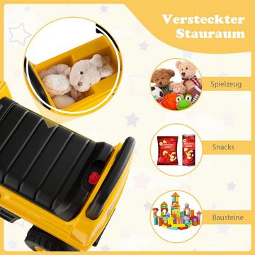 COSTWAY Spielzeug-Aufsitzbagger Sandbagger, mit Schaufel & Stauraum
