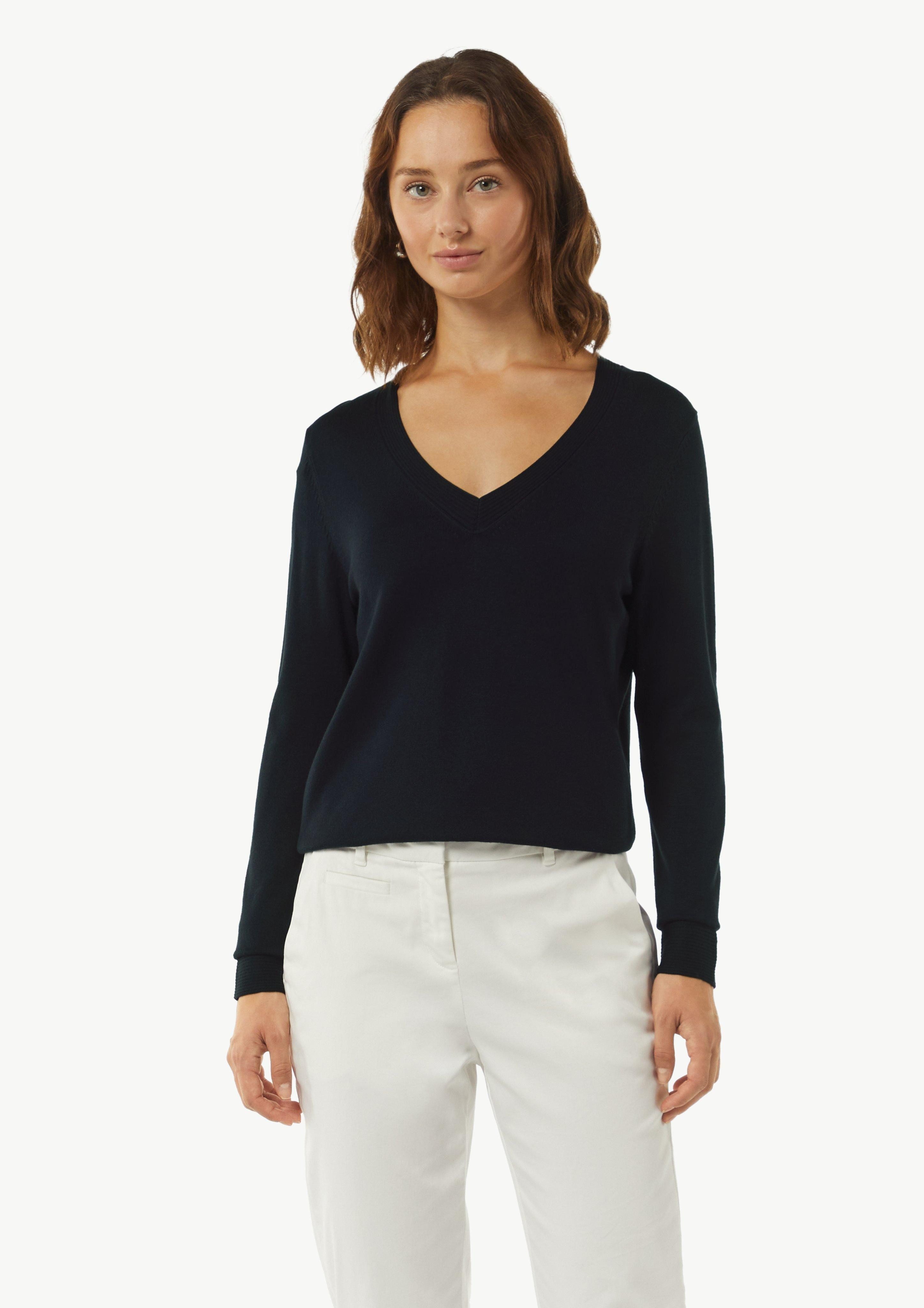 Langarmshirt Strickpullover mit V-Ausschnitt