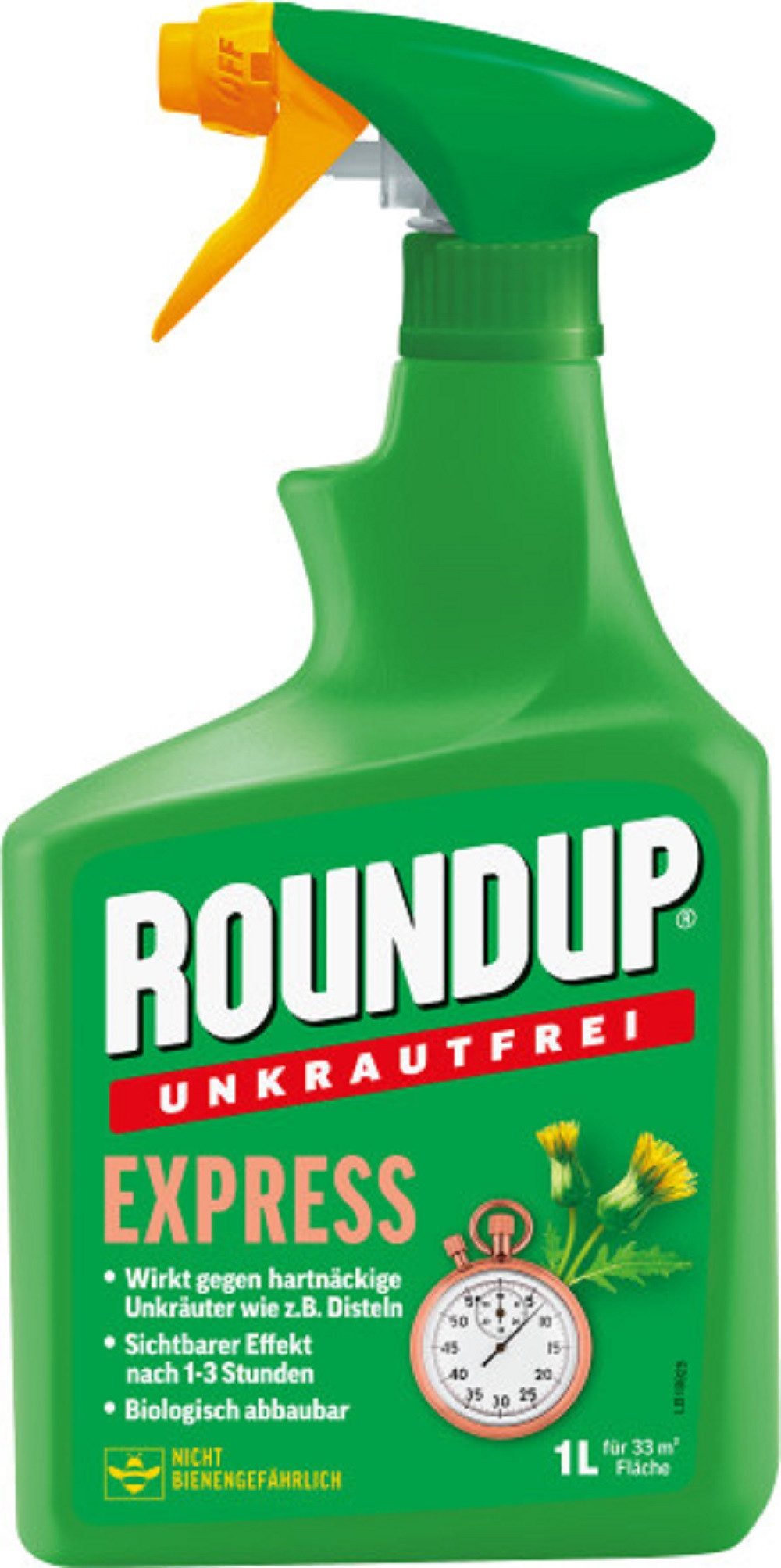 ROUNDUP Unkrautbekämpfungsmittel Roundup Express Unkrautfrei Anwendungsfertig 1 Liter Sprühflasche