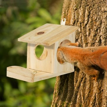 relaxdays Eichhörnchenkobel Eichhörnchen Futterhaus zum Hängen, Geflammt