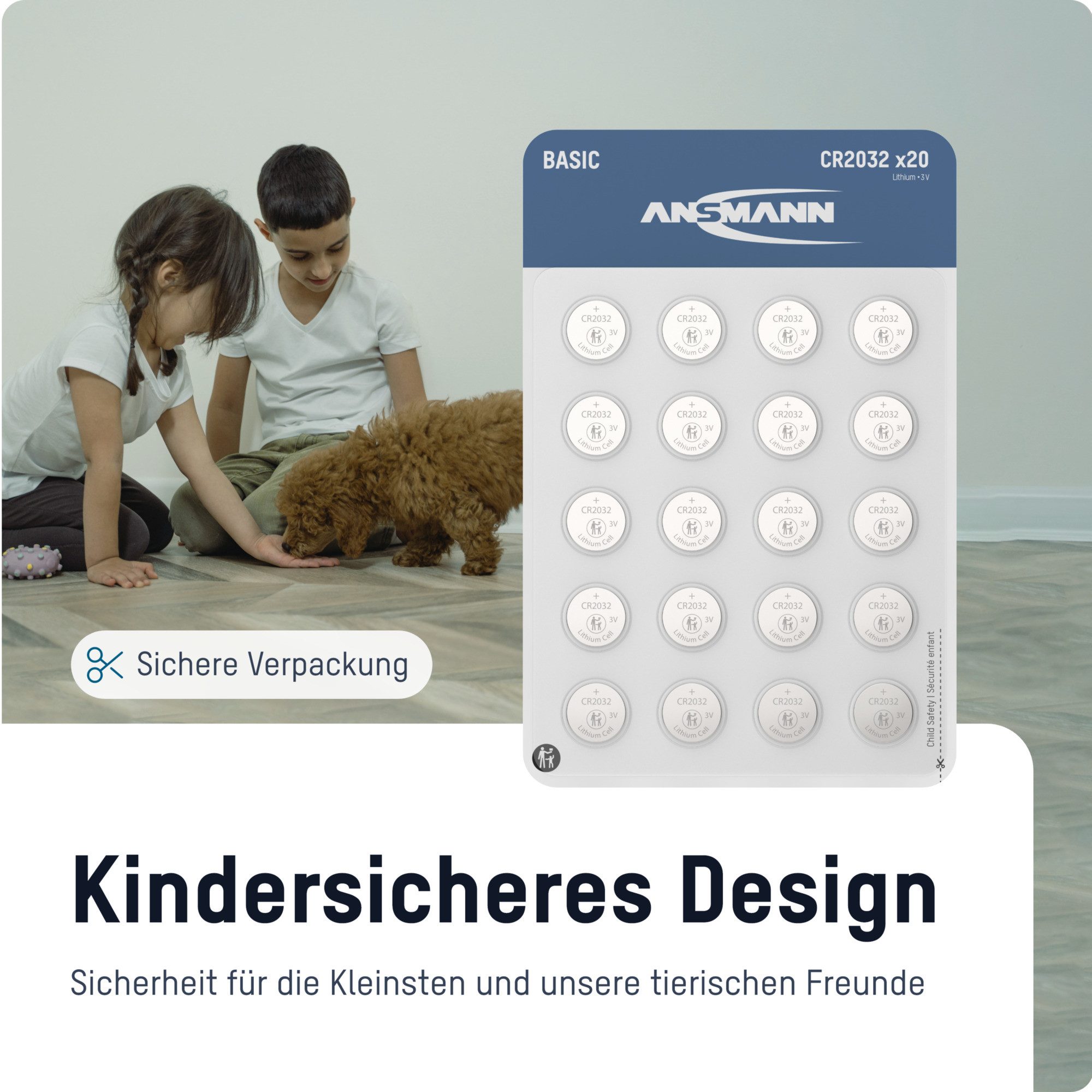 ANSMANN AG CR2032 Knopfzellen, 20 Stück Lithium Batterien 3V Knopfzelle