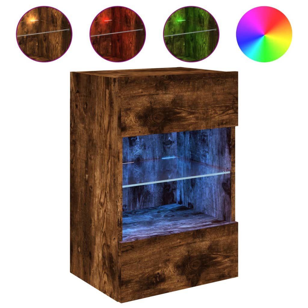 vidaXL TV-Wand TV-Wandschrank mit LED-Leuchten Räuchereiche günstig online kaufen