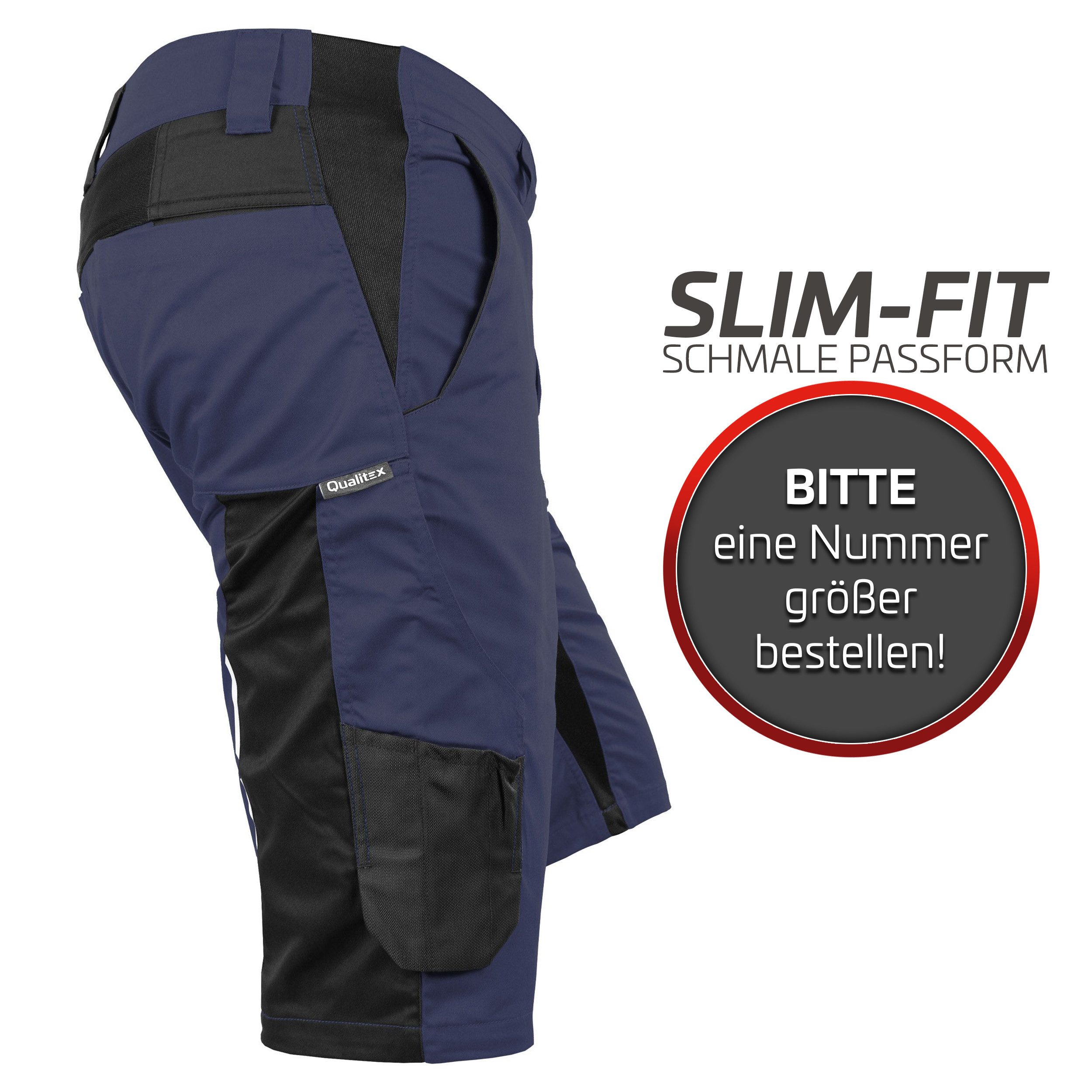 Qualitex Workwear Arbeitsshorts kurze Herren-Arbeitshose, slim-fit Shorts-Herren, Stretch-Hose (1-tlg) xtra Strapazierfähig - Robust - Farbstabil - kratzfrei & metallfrei