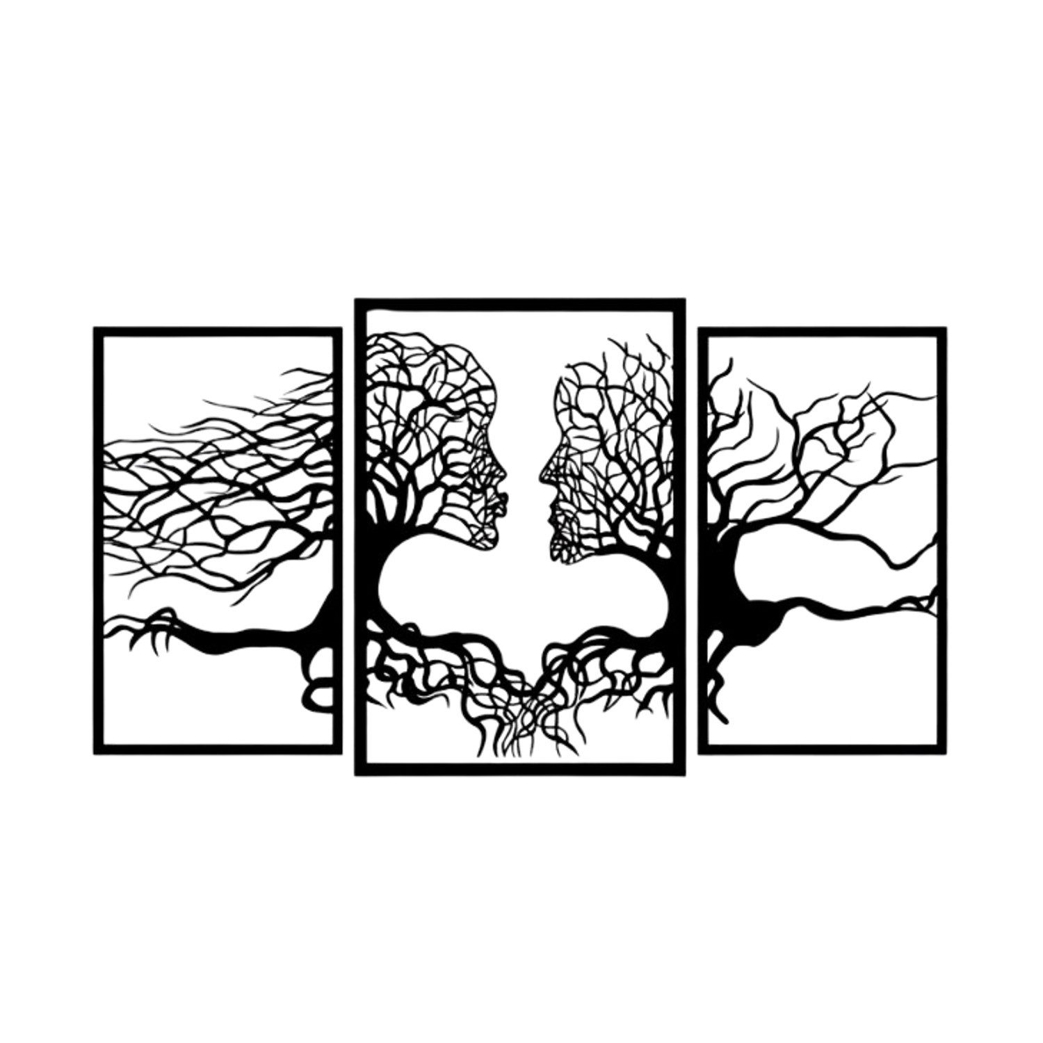 EYOKA Wanddekoobjekt 3D Bild Baumgesichter, Durchbrochene Malerei 3D-Wandde günstig online kaufen