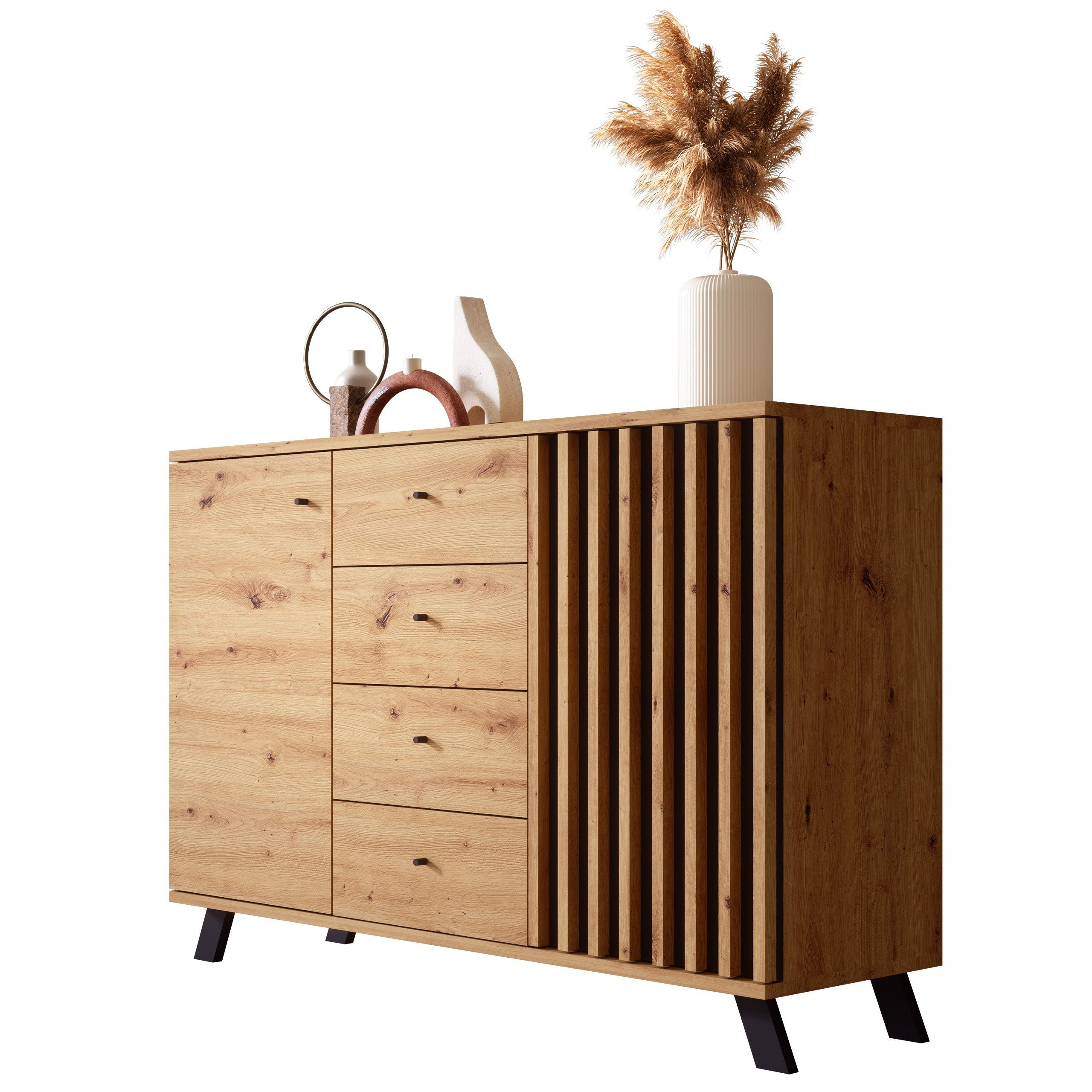 Newroom Sideboard Barea, Wildeiche Sideboard Modern Wandpaneel Vintage High günstig online kaufen