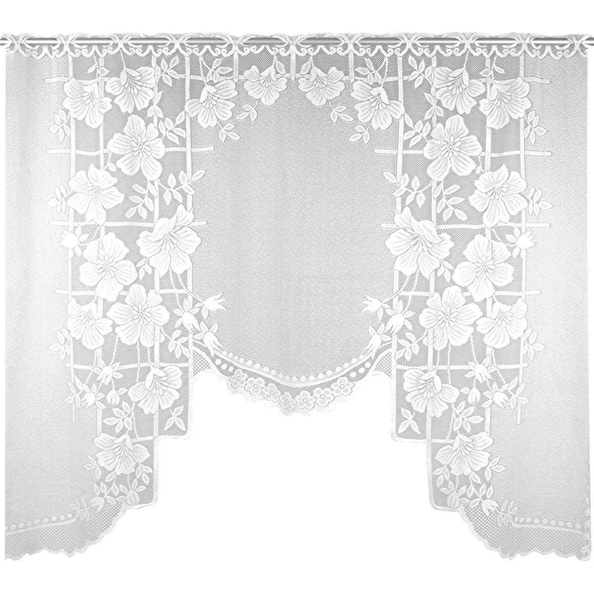 Arsvita Vorhang (1 St), Stangendurchzug, halbtransparent, Bistrogardine in Spitzenoptik, 150cm x 120cm (BxL) mit Stangendurchzug