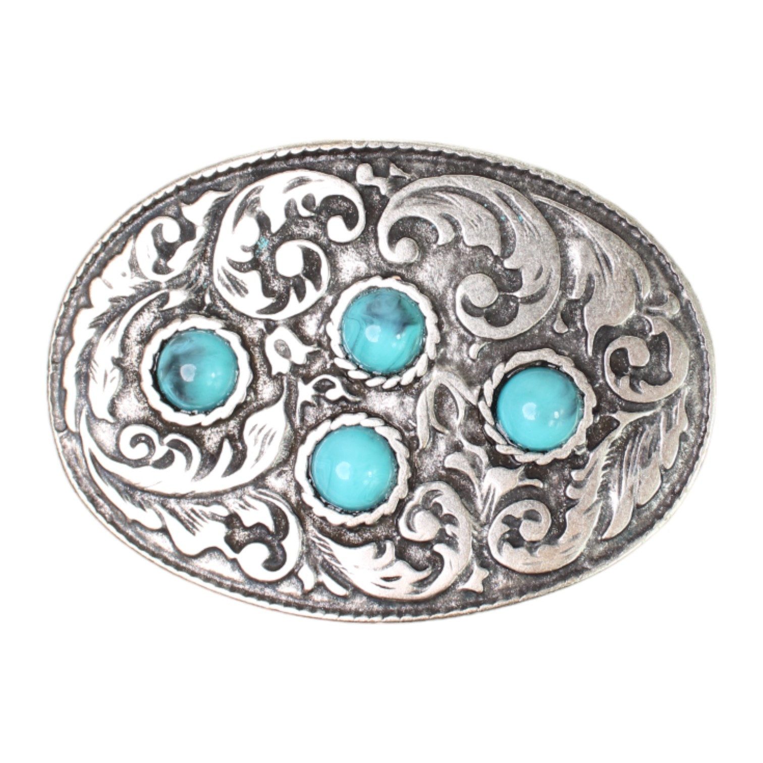 FRONHOFER Gürtelschnalle 18035 (1-St) Ovale Gürtelschnalle, 4 cm, Metall, florale Verzierung