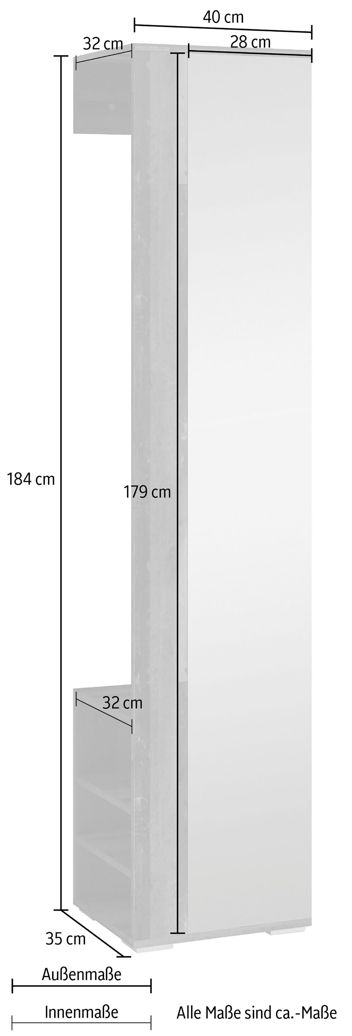 byLIVING Garderobenpaneel »Ben« (1 Stück), Breite 40 cm, mit Spiegel und Kleiderstange-Otto