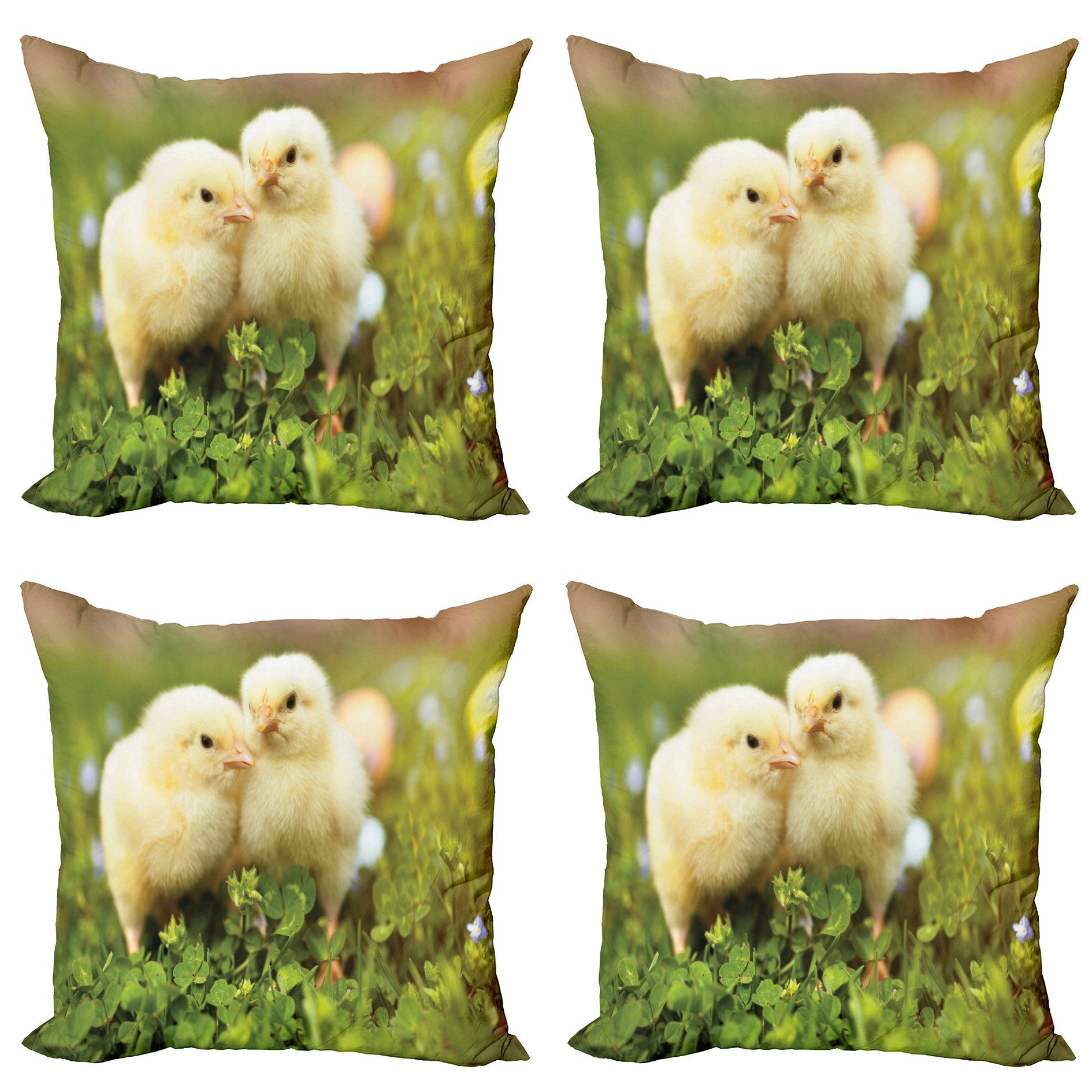 Kissenbezüge Chicks Baby-Hühner Foto Digitaldruck, Abakuhaus (4 Accent Modern Stück), Doppelseitiger