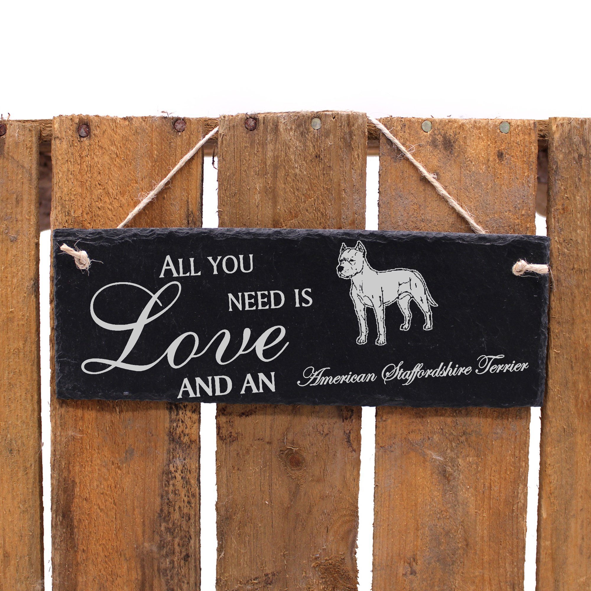 Ame an Dekolando Hängedekoration All is Staffordshire 22x8cm American Love you Terrier and need