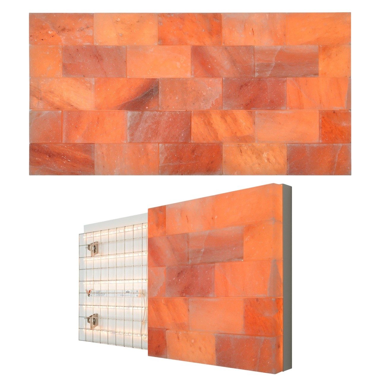 Pramodan & Dinesh Wanddekoobjekt Salzwand Komplettbausatz Rotsalz 100 x 50 cm, mit SALUX®-Warmlicht