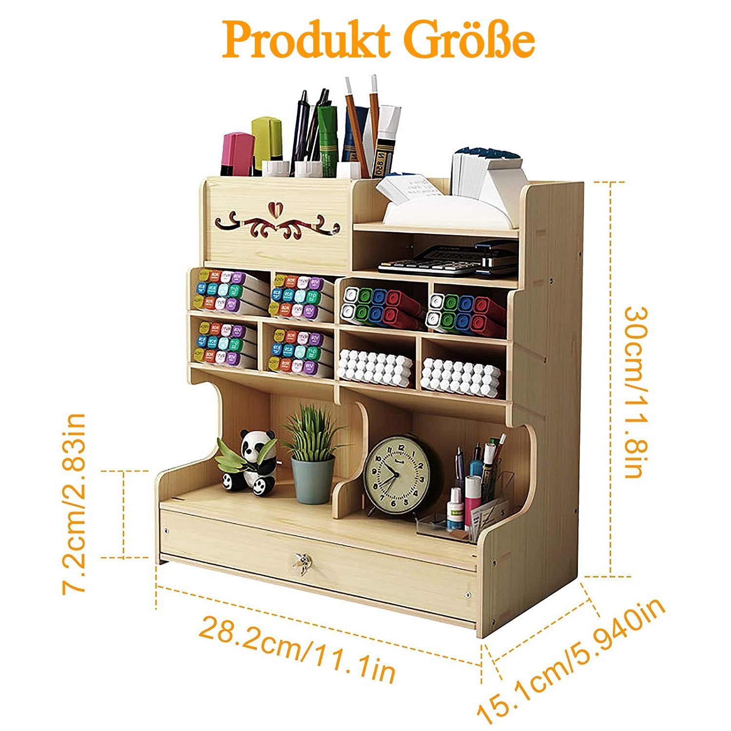 zggzerg Regal-Schreibtisch Schreibtisch-Organizer aus Holz für günstig online kaufen