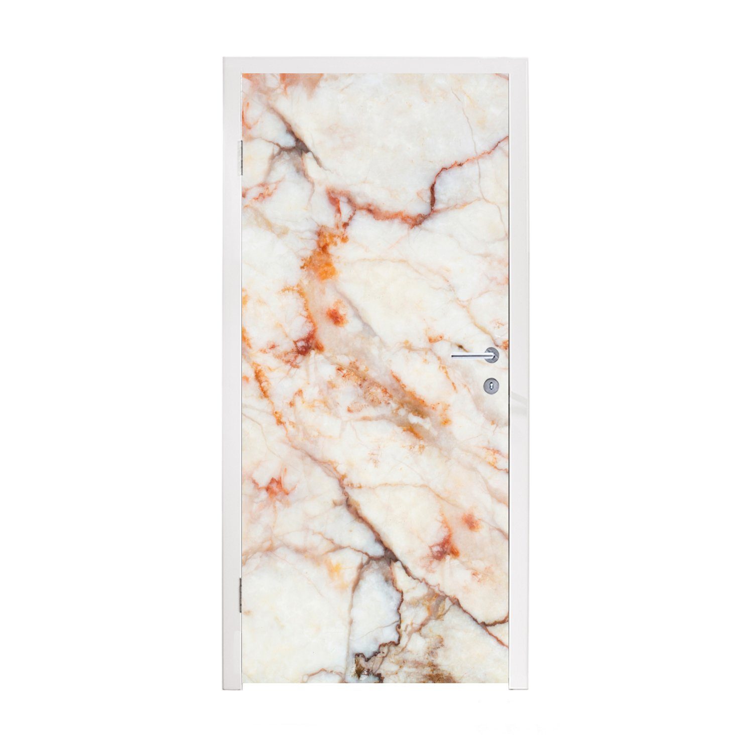 MuchoWow Türtapete Marmor - Orange - Stein, Matt, bedruckt, (1 St), Fototapete für Tür, Türaufkleber, 75x205 cm