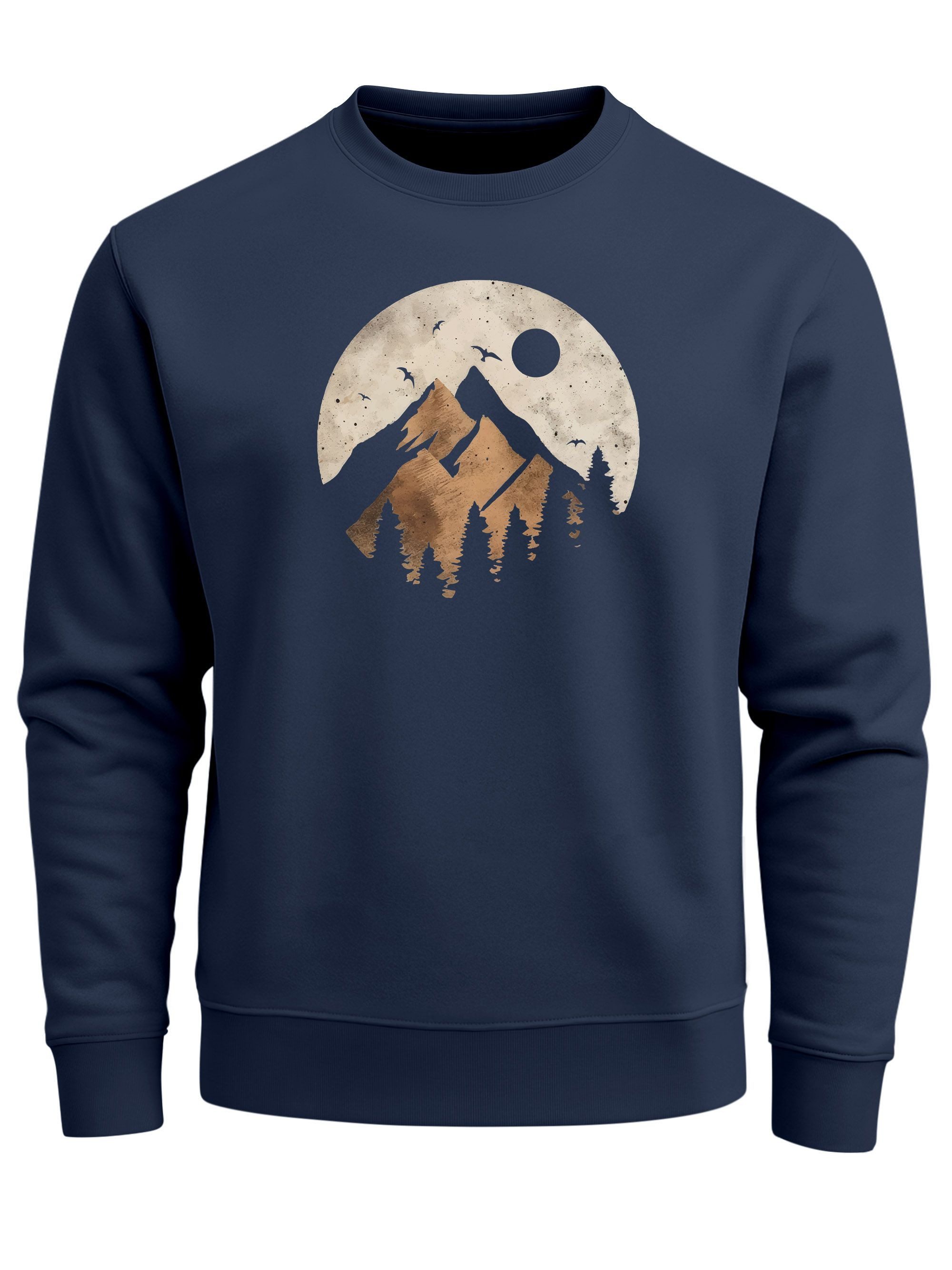 Neverless Sweatshirt Sweatshirt Herren ohne Kapuze Frontprint mit Berg und günstig online kaufen