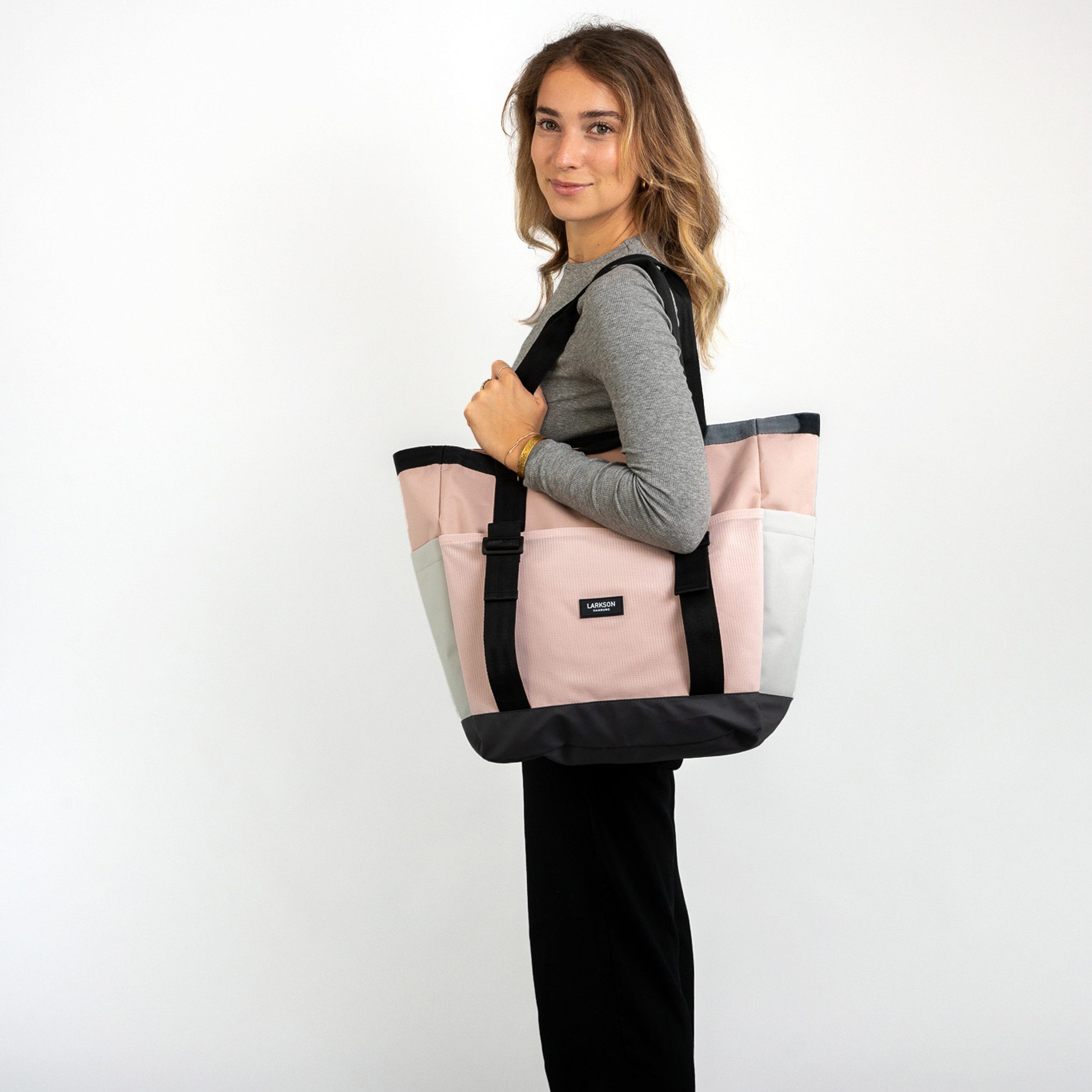 LARKSON Shopper Smilla Strandtasche für Damen und Herren (1-tlg), Große Beach Bag für Strand & Urlaub, Reißverschluss, Wasserabweisend