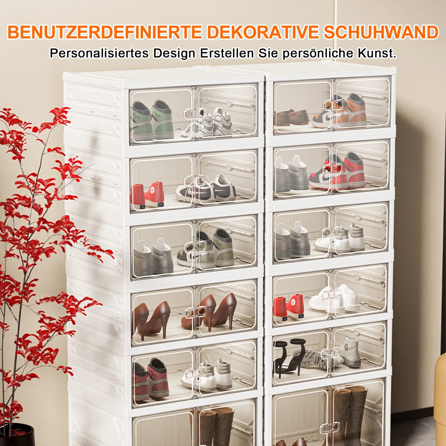 Seven Comfort Schuhschrank Kunststoff Schuhregal mit 6 Fächern, Für bis zu 12 Paar Schuhe, faltbar – Bild 5 von 5