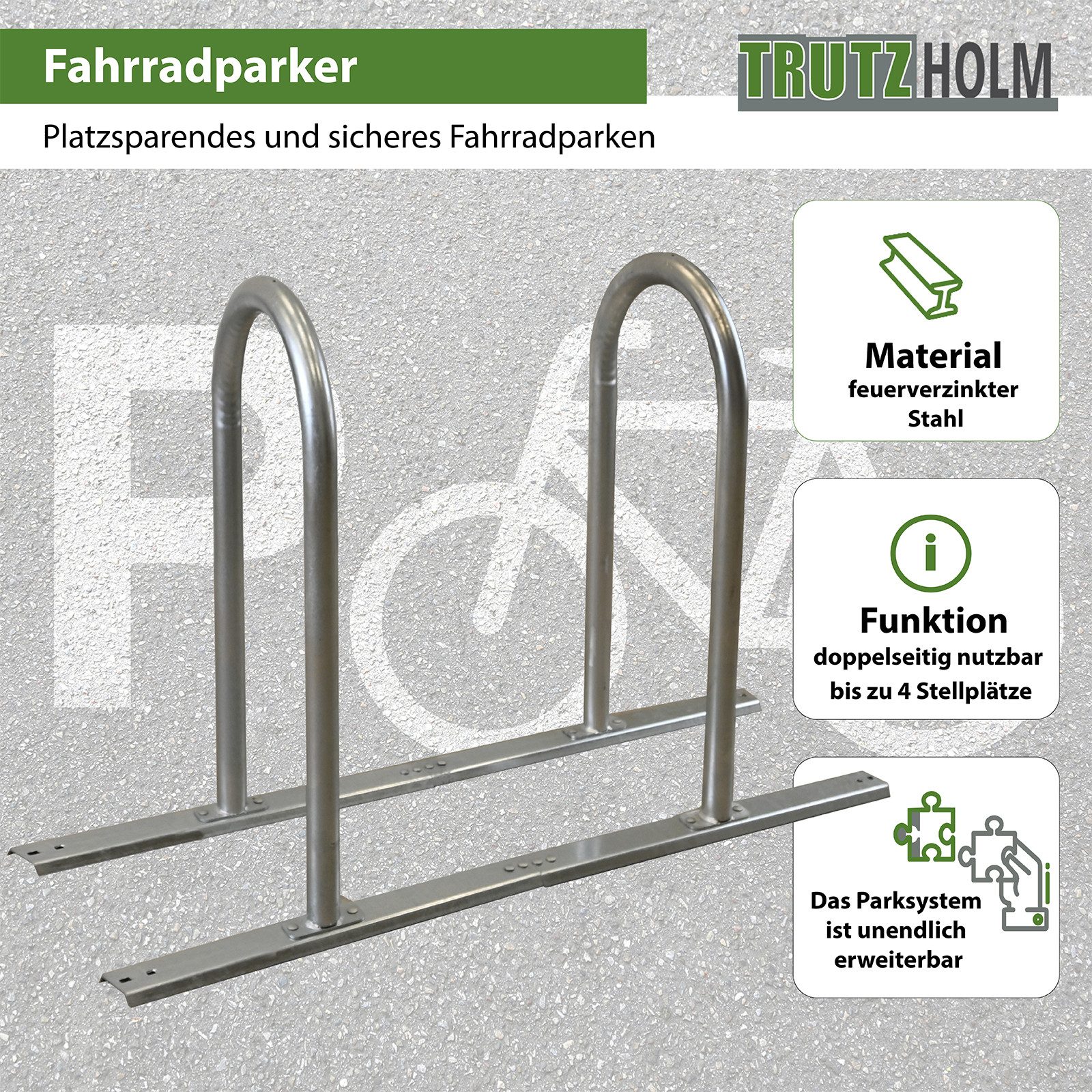 Fahrradständer Fahrradparker 140x43x88 cm Anlehnbügel bis zu 4 Stellplätze
