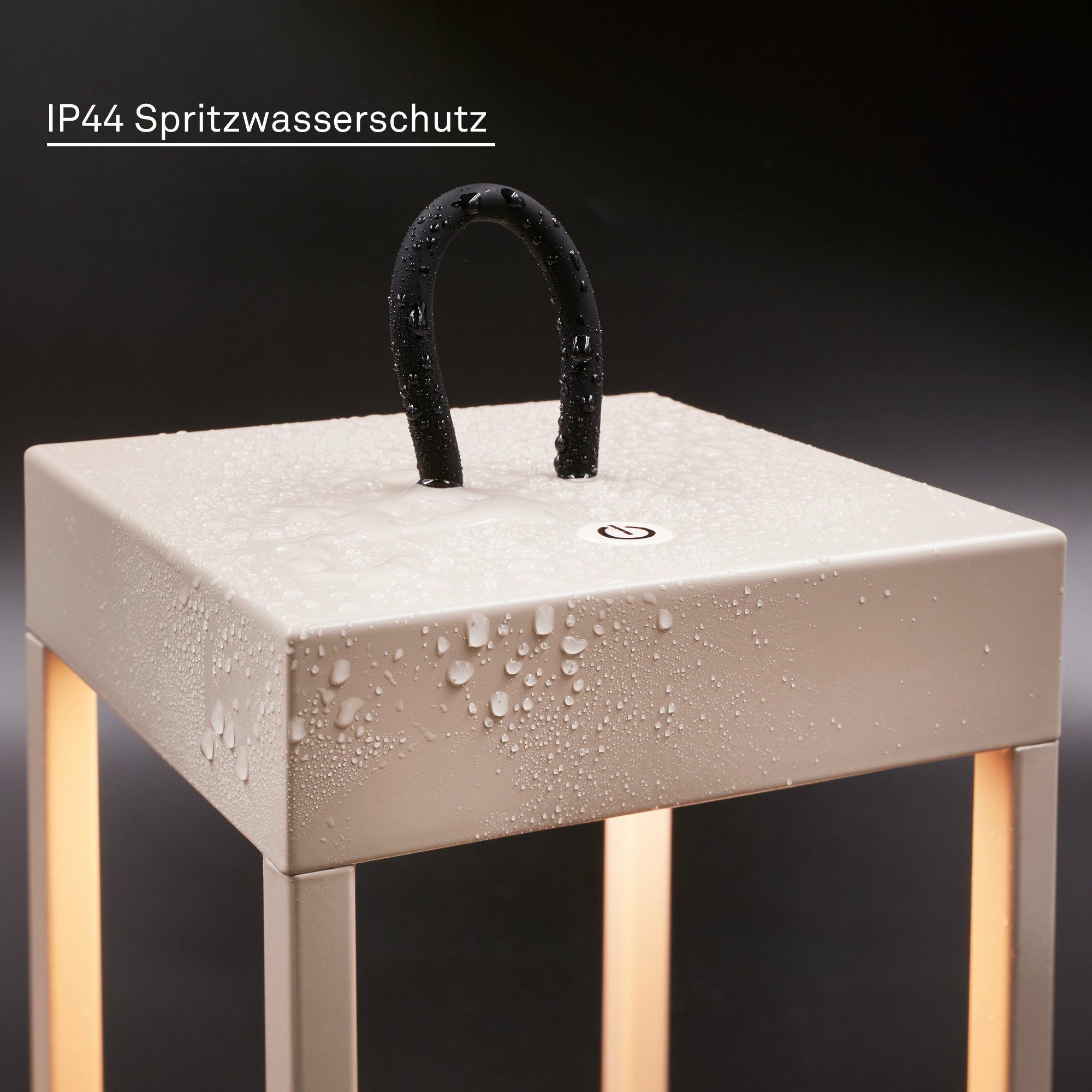 Briloner Leuchten LED Außen-Tischleuchte Akkulampe Laterne Kabellos 3 Stufen Dimmfunktion, LED wechselbar, 3.000K - Warmweiss, Tiefenentladungsschalter,Akku wechselbar,IP44,Beige/Schwarz,31,5x13cm