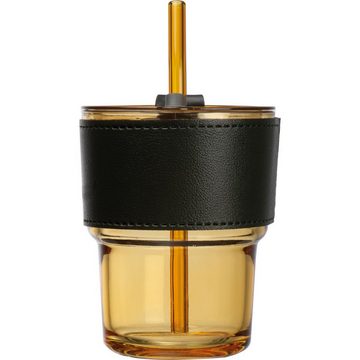 Macma Becher Farbiges Trinkglas mit Glasstrohhalm / Trinkbecher / Farbe; gelb