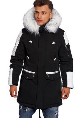 Style-Division Parka S2HOLMSBU Parka Lang Puffer Jacke mit Kapuze & Kunstfell