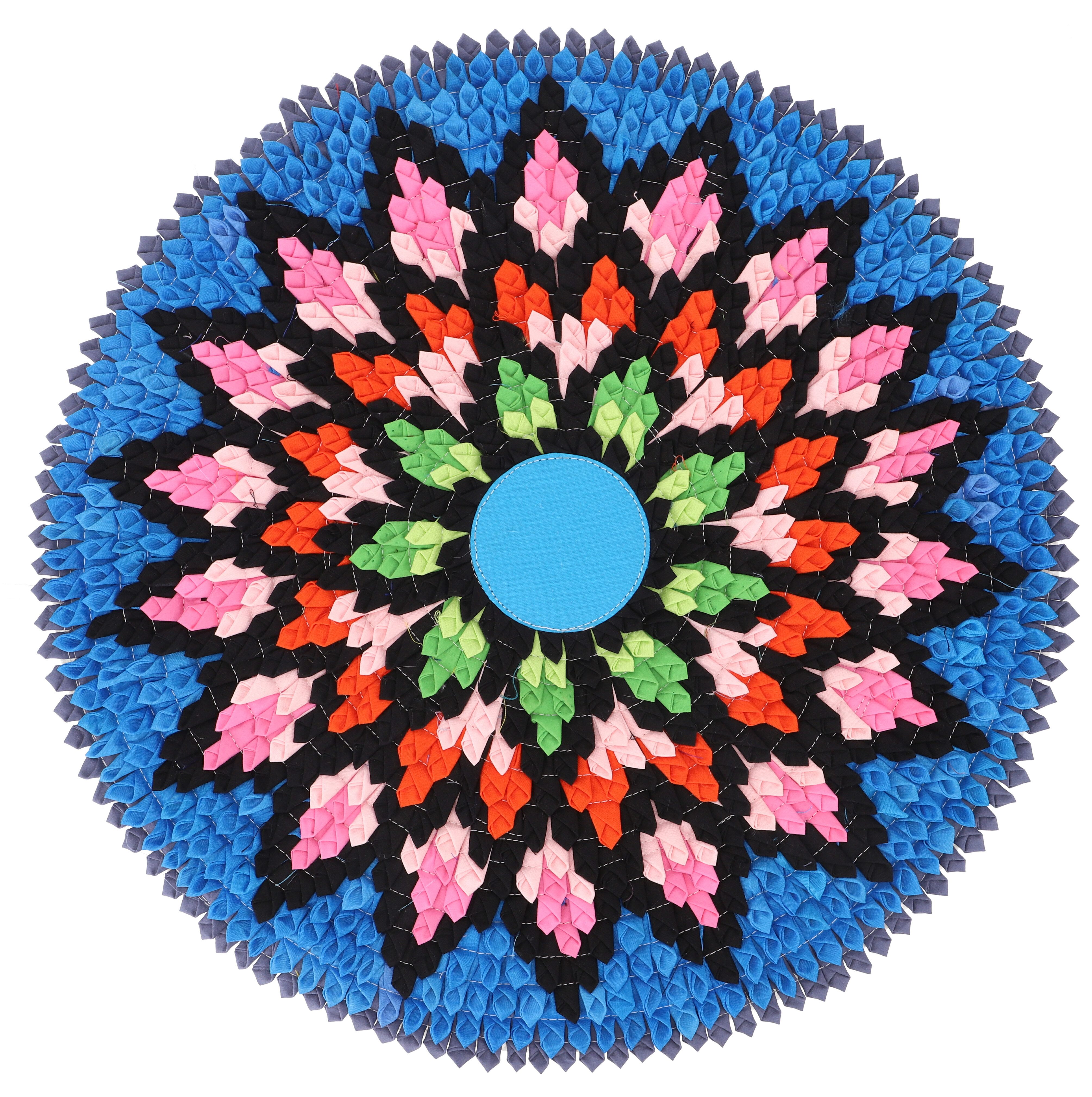 Guru-Shop Teppich Runde upcycling Mandala Badmatte, Bodenmatte,.., Höhe: 50 mm
