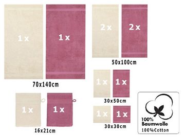 Betz Handtuch Set 12-tlg. Handtuch Set Premium Farbe Sand/Beere, 100% Baumwolle, (12-tlg)