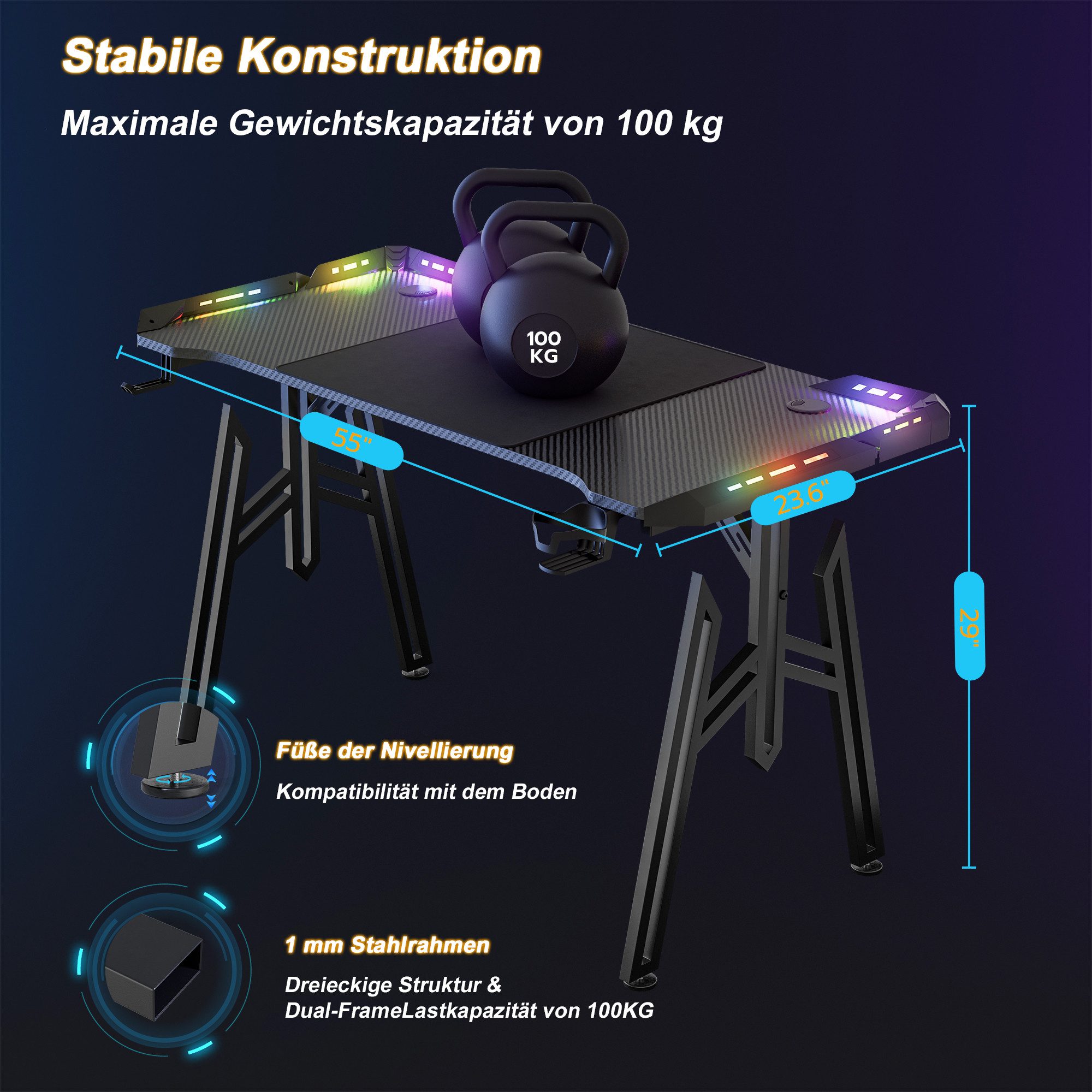 AUFUN Gamingtisch M-Frame Computertisch Gamingtisch mit günstig online kaufen