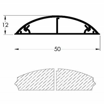 ARLI Kabelkanal 4x 1m halbrund selbstklebend 50 x 12 mm grau (4-St), Kabelbrücke Fussboden Boden