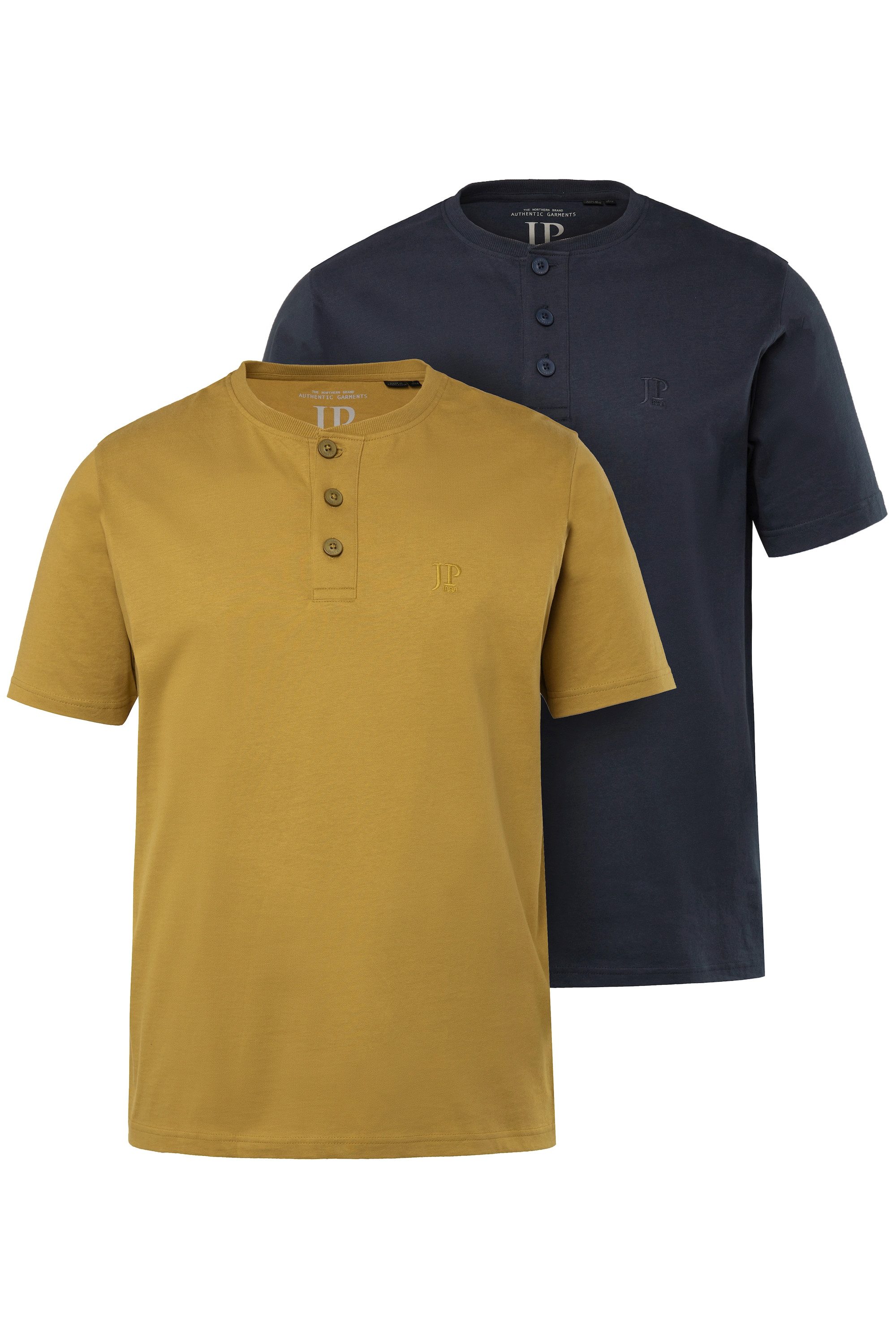 T-Shirt Henleys Basic 2er-Pack Rundhals Knopfleiste