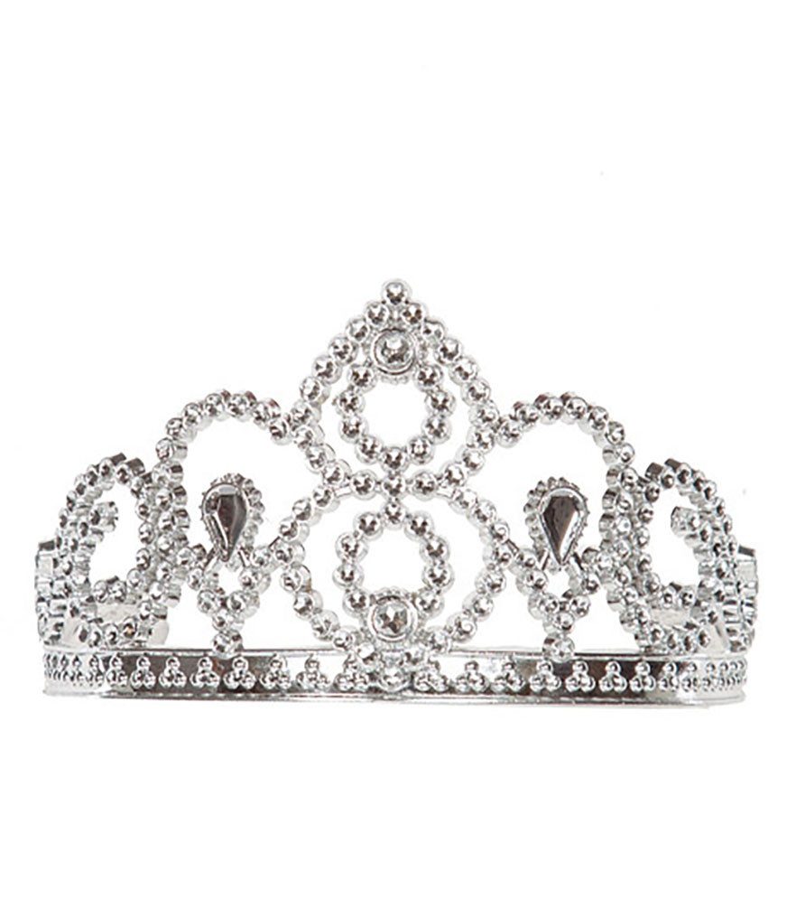 Karneval-Klamotten Kostüm Krone Tiara Prinzessin Basic silber, Perfekt passend zu Prinzessin Fee Kostüme simpeles Prinzessin Diadem