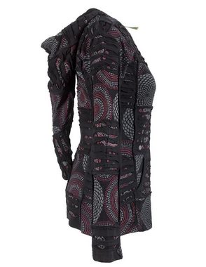 Vishes Kapuzensweatjacke Kurze Patchworkjacke mit Zipfelkapuze und Cutwork Elfen, Hoodie, Goa, Ethno Style