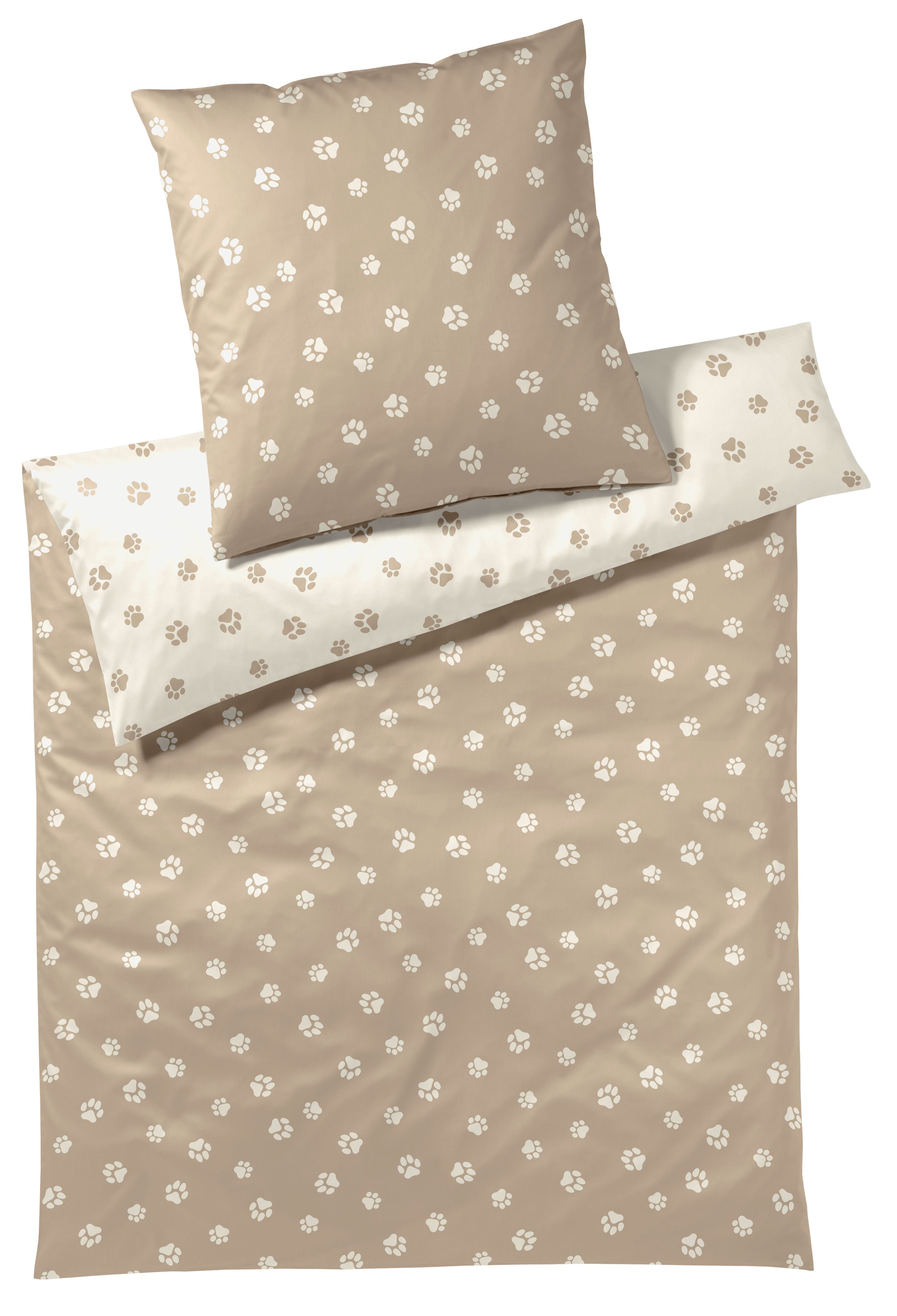 Elegante Bettwäsche Paws, Mako-Satin, 2 teilig, angenehmes Hautgefühl