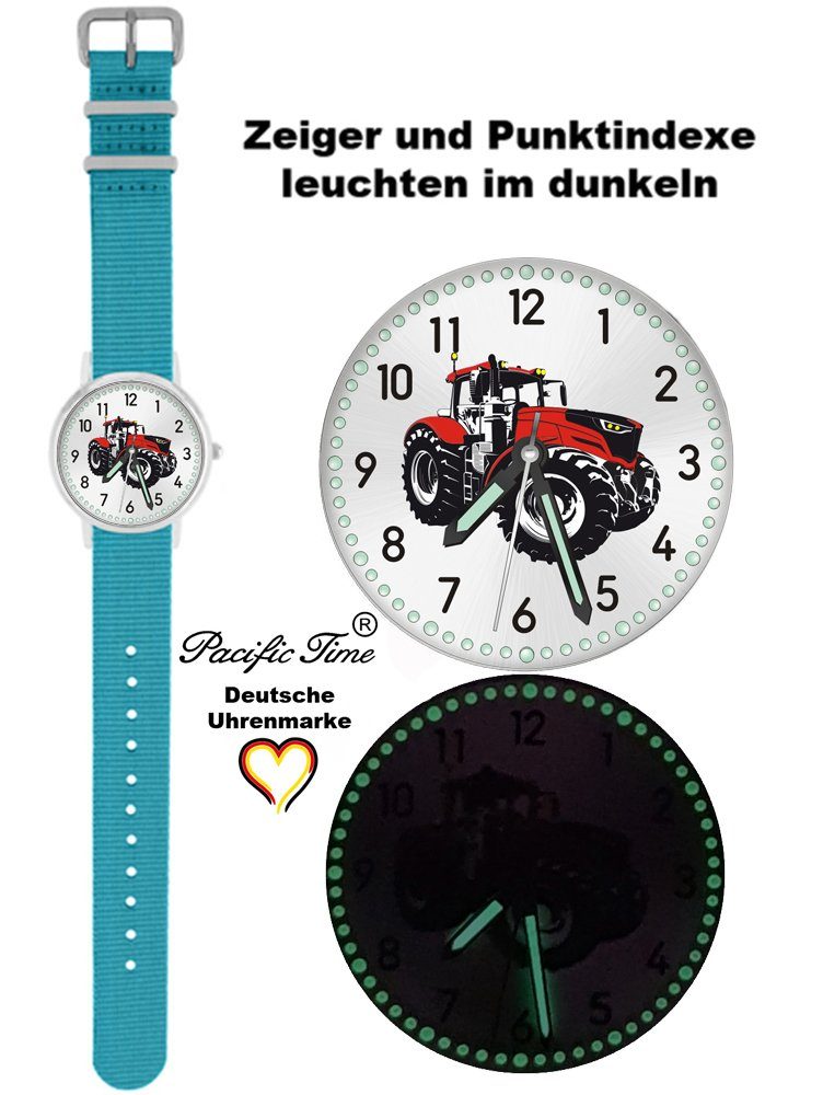 Pacific Time - Traktor hellblau Gratis Armbanduhr Versand Mix Kinder Match Quarzuhr Wechselarmband, Design und rot