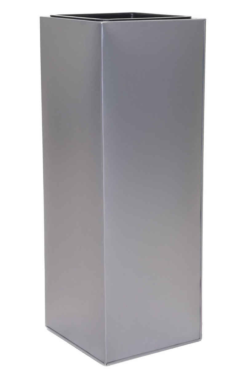 VIVANNO Pflanzkübel »Pflanzkübel Blumenkübel Zink "Block", Silber - 24x24x65 cm (mit Einsatz)«