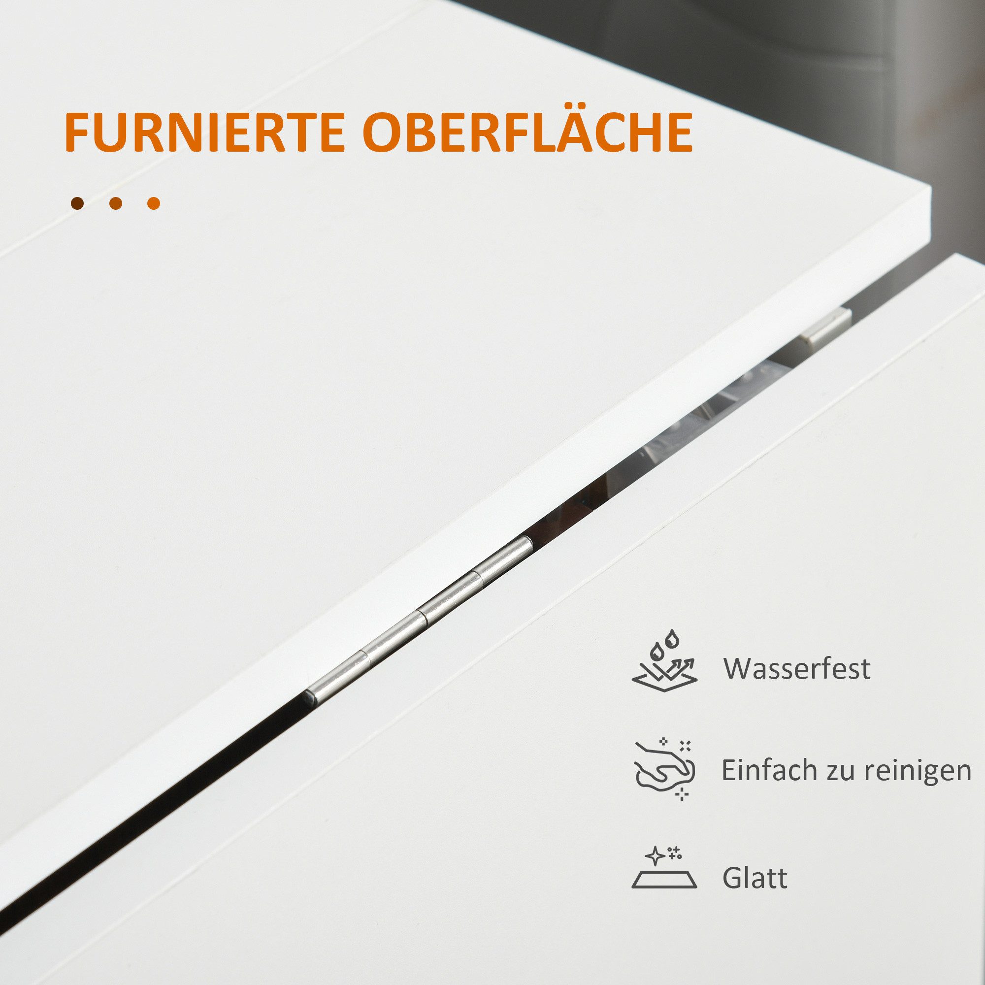 HOMCOM Klapptisch Esstisch Schreibtisch mit klappbarer Arbeitsplatte und Rollen (Küchentisch, 1-St., Esszimmertisch), für Küche Weiß – Bild 5 von 5
