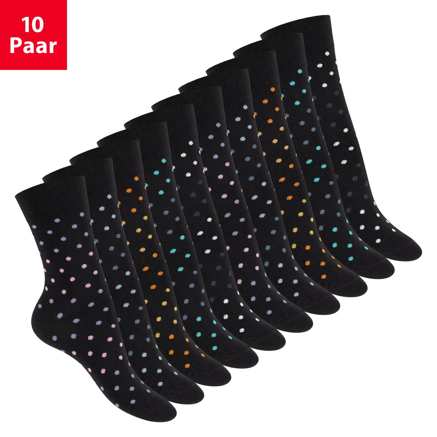 celodoro Basicsocken Süße Damen Eco Socken mit Motiv (10 Paar) Regenerative Baumwolle