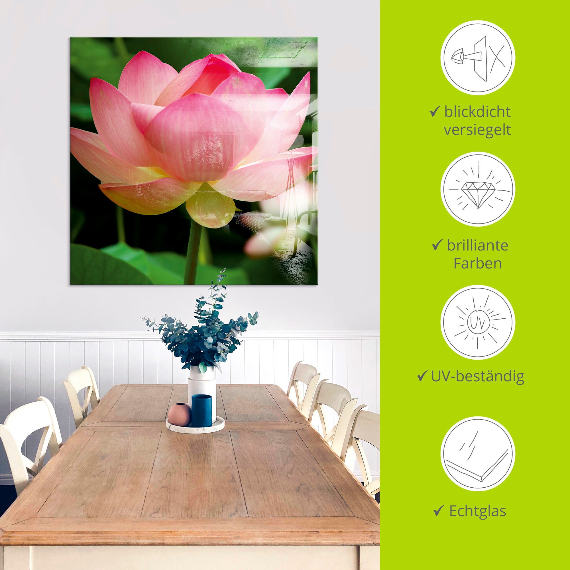 Artland Glasbild Lotus - Seerose, Blumen (1 St), in verschiedenen Größen