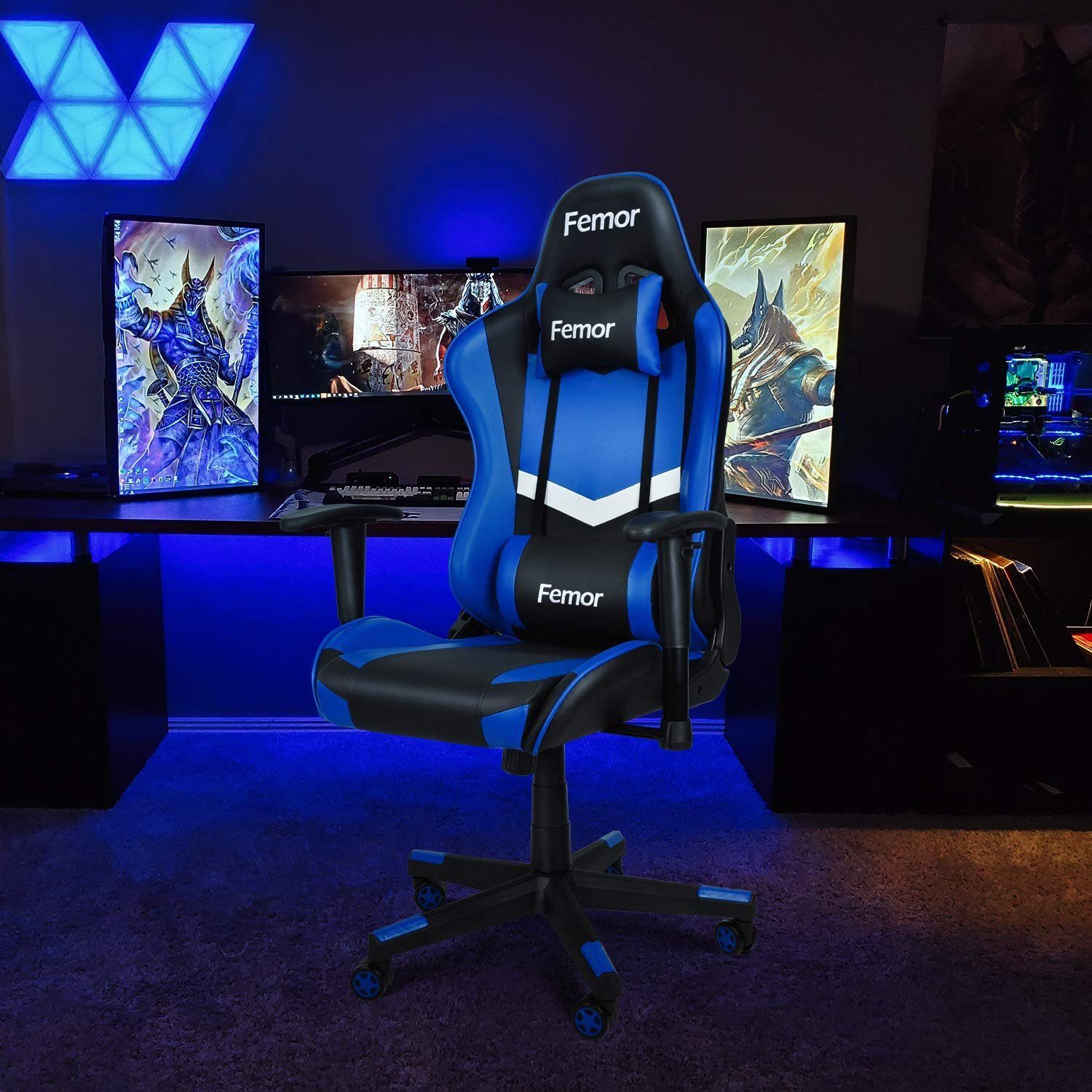 Femor blau Chair 90°-160° Stuhl Gaming Gaming Gamer Neigungswinkel Stuhl,