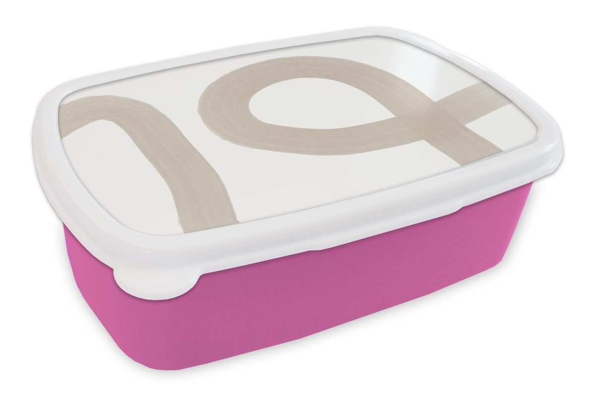 MuchoWow Lunchbox Abstrakt - rosa Kinder, Pastell Design, Erwachsene, Snackbox, Brotdose Kunststoff Brotbox - Mädchen, für (2-tlg), Kunststoff
