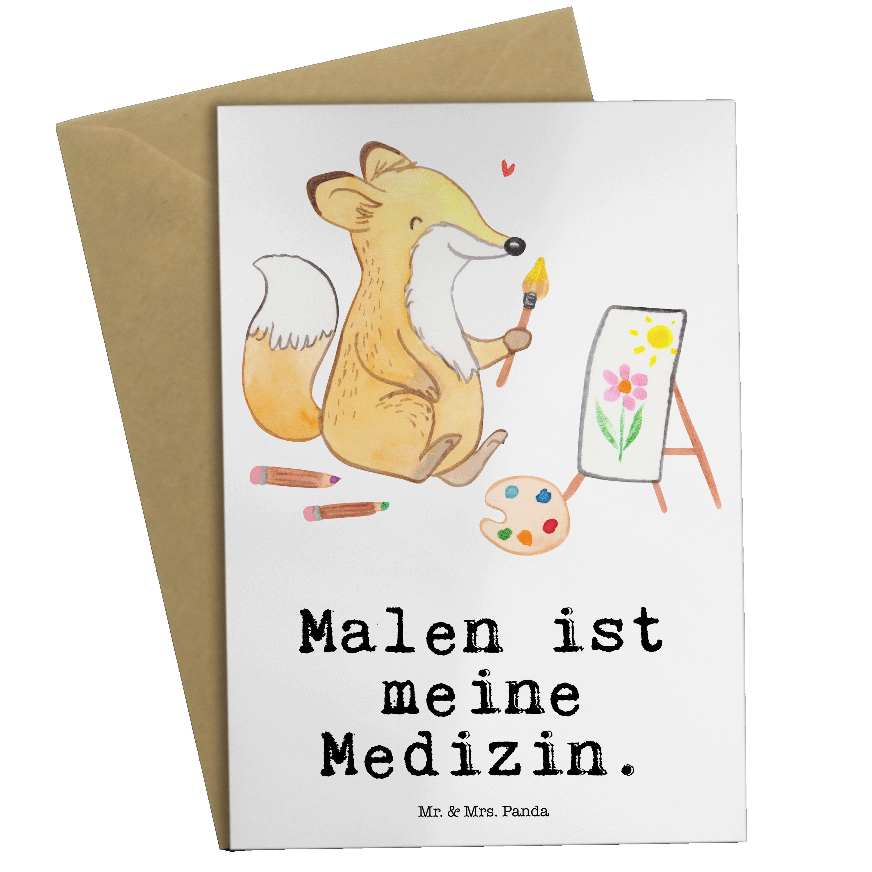 Mr. & Mrs. Panda Grußkarte Fuchs Malen Medizin - Weiß - Geschenk, Hochzeitskarte, Geburtstagska