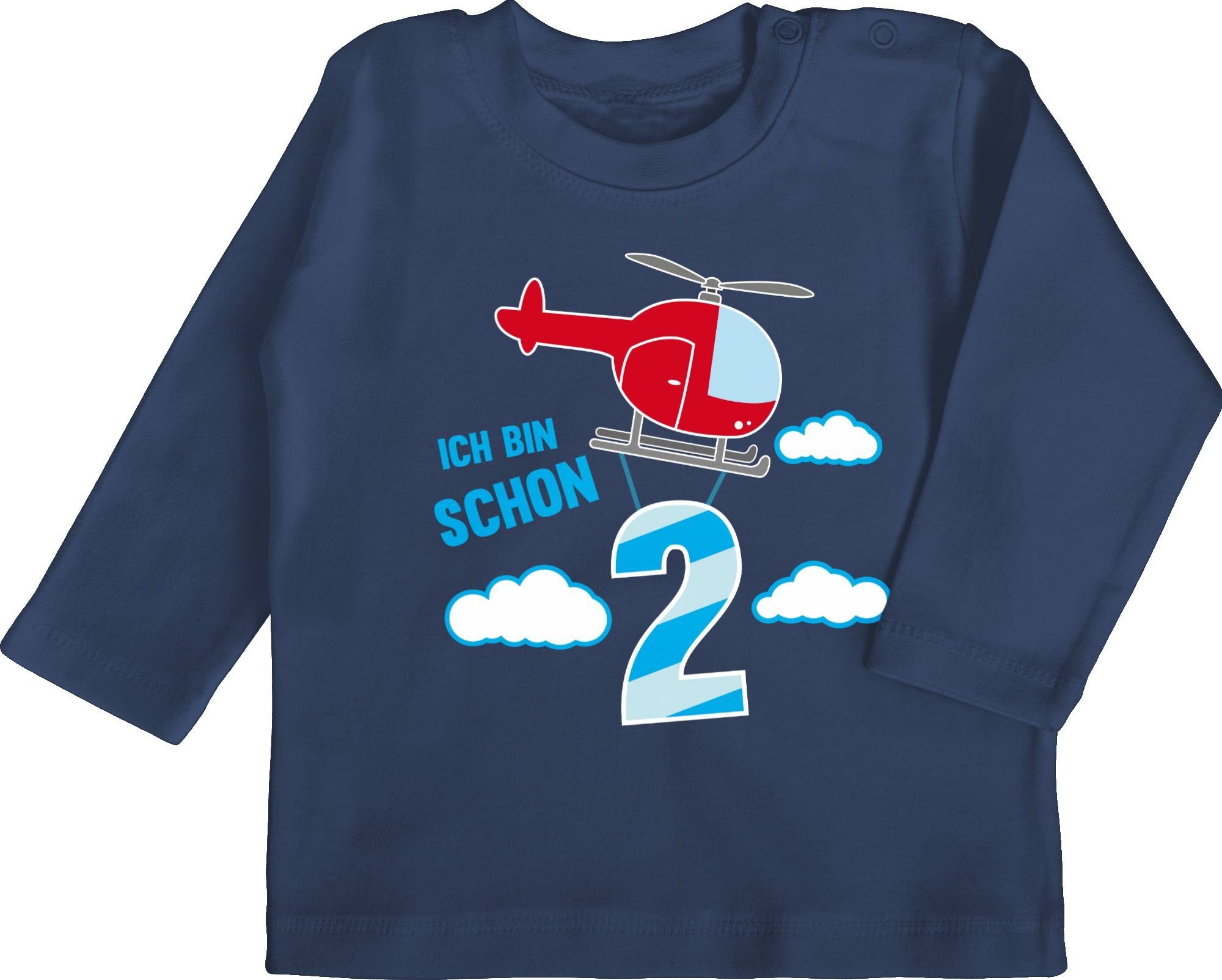 Shirtracer T-Shirt Ich bin schon zwei Hubschrauber 2. Geburtstag 1 Navy Blau