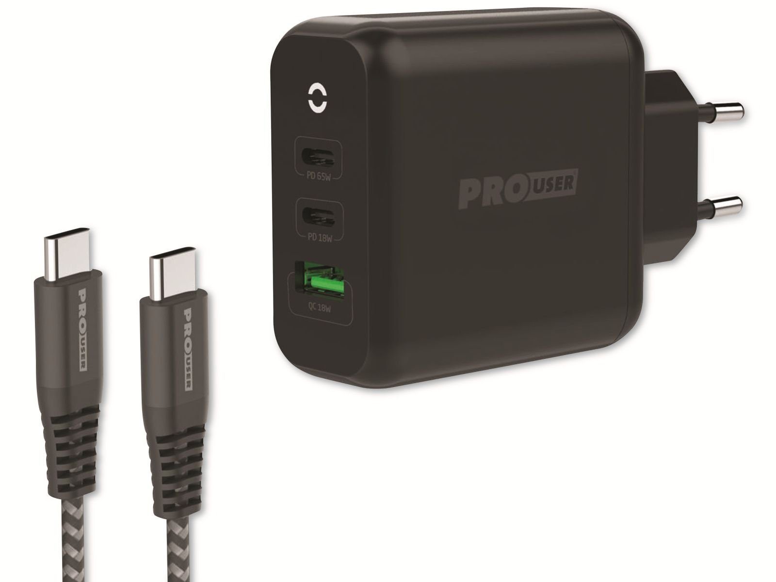 PROUSER USB-Lader PRO USER 20198, 3-fach, 65W, 2x USB-C USB-Ladegerät