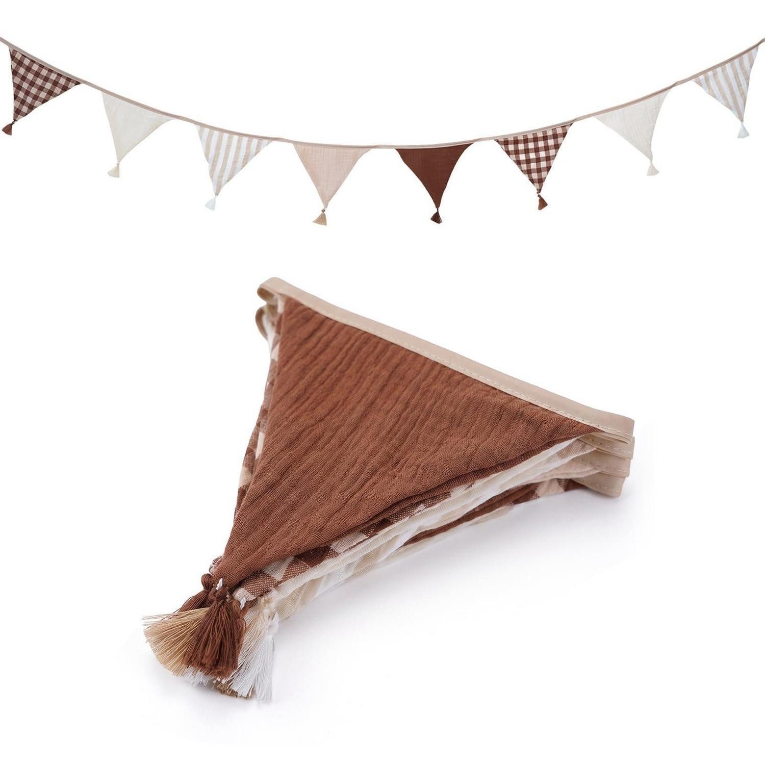 LuxusKollektion Wimpelkette Wimpelkette Natur-Mix Braun-Beige 2,6m