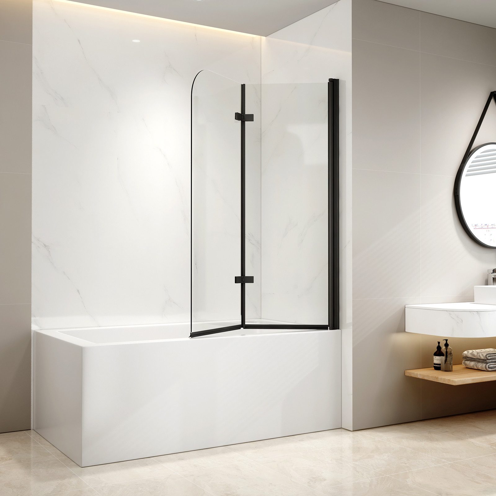 EMKE Badewannenaufsatz Duschwand für Badewanne,2-teilig Duschwand Faltbar S günstig online kaufen