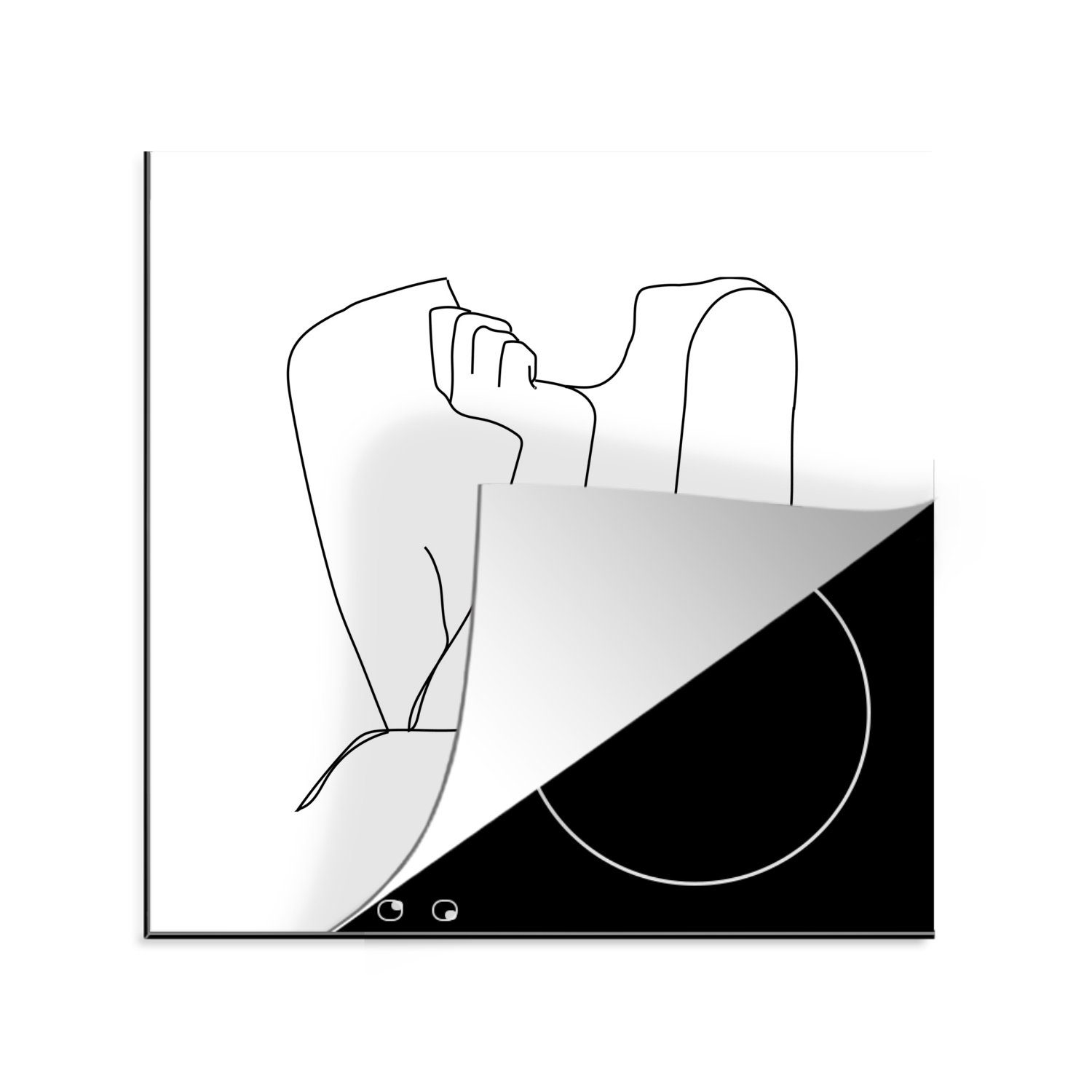 MuchoWow Herdblende-/Abdeckplatte cm, Strichzeichnung, Modell Vinyl, Ceranfeldabdeckung, tlg), für Frau küche Arbeitsplatte (1 - 78x78 