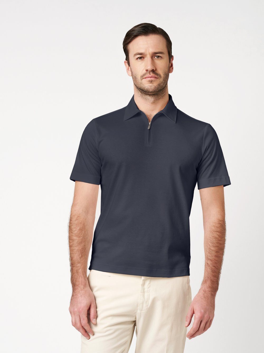 DESOTO Poloshirt Luxury Two Ply Polo Zip aus feinster Two Ply Qualität